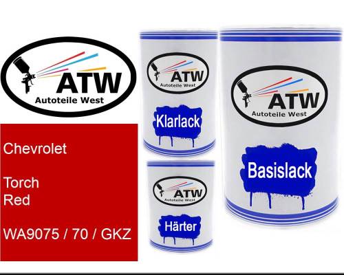 Chevrolet, Torch Red, WA9075 / 70 / GKZ: 500ml Lackdose + 500ml Klarlack + 250ml Härter - Set, von ATW Autoteile West.